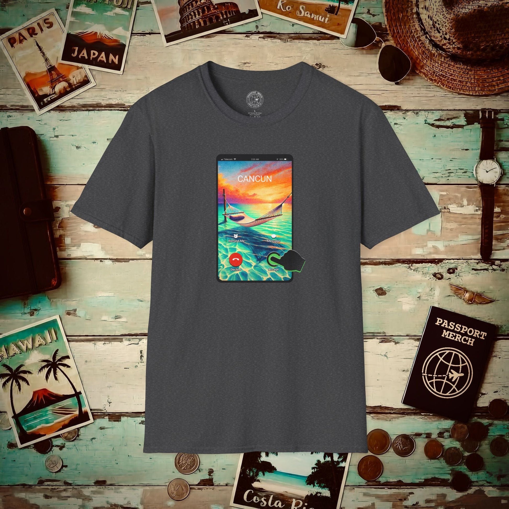 Cancun is calling. Accept. Mexico T-Shirt Dark Heather / S