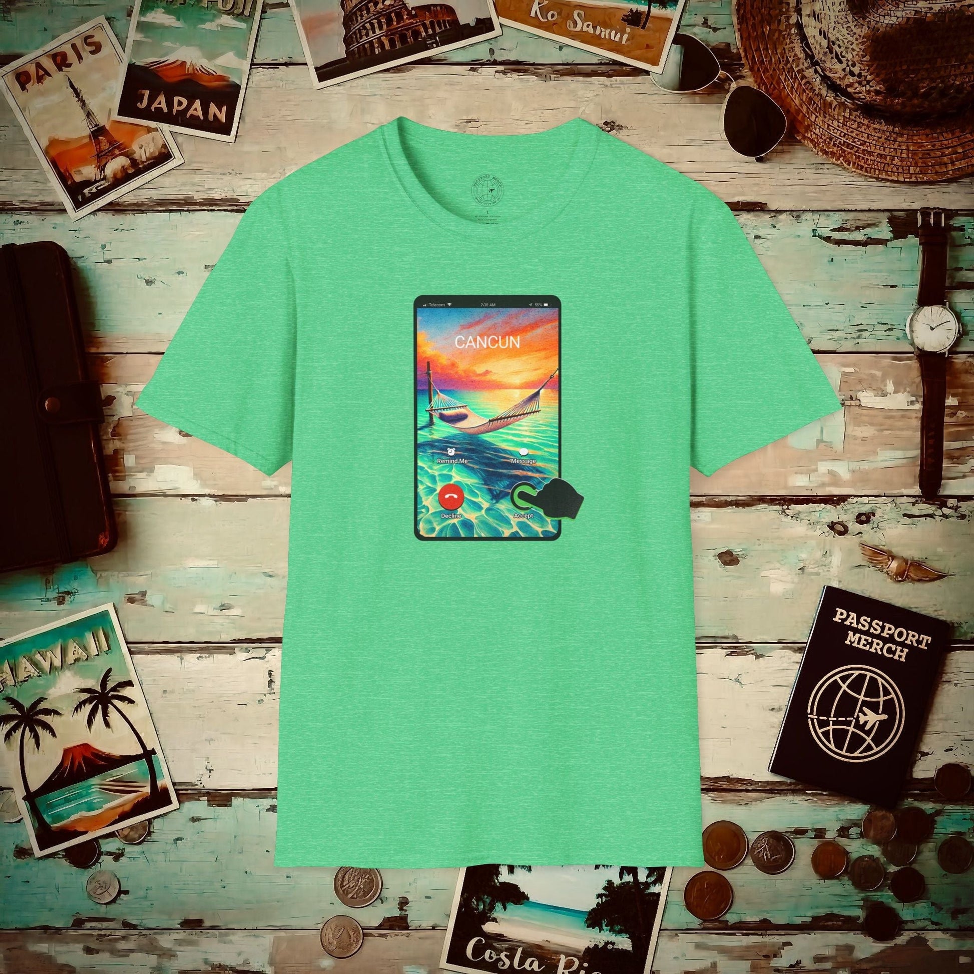 Cancun is calling. Accept. Mexico T-Shirt Heather Irish Green / S