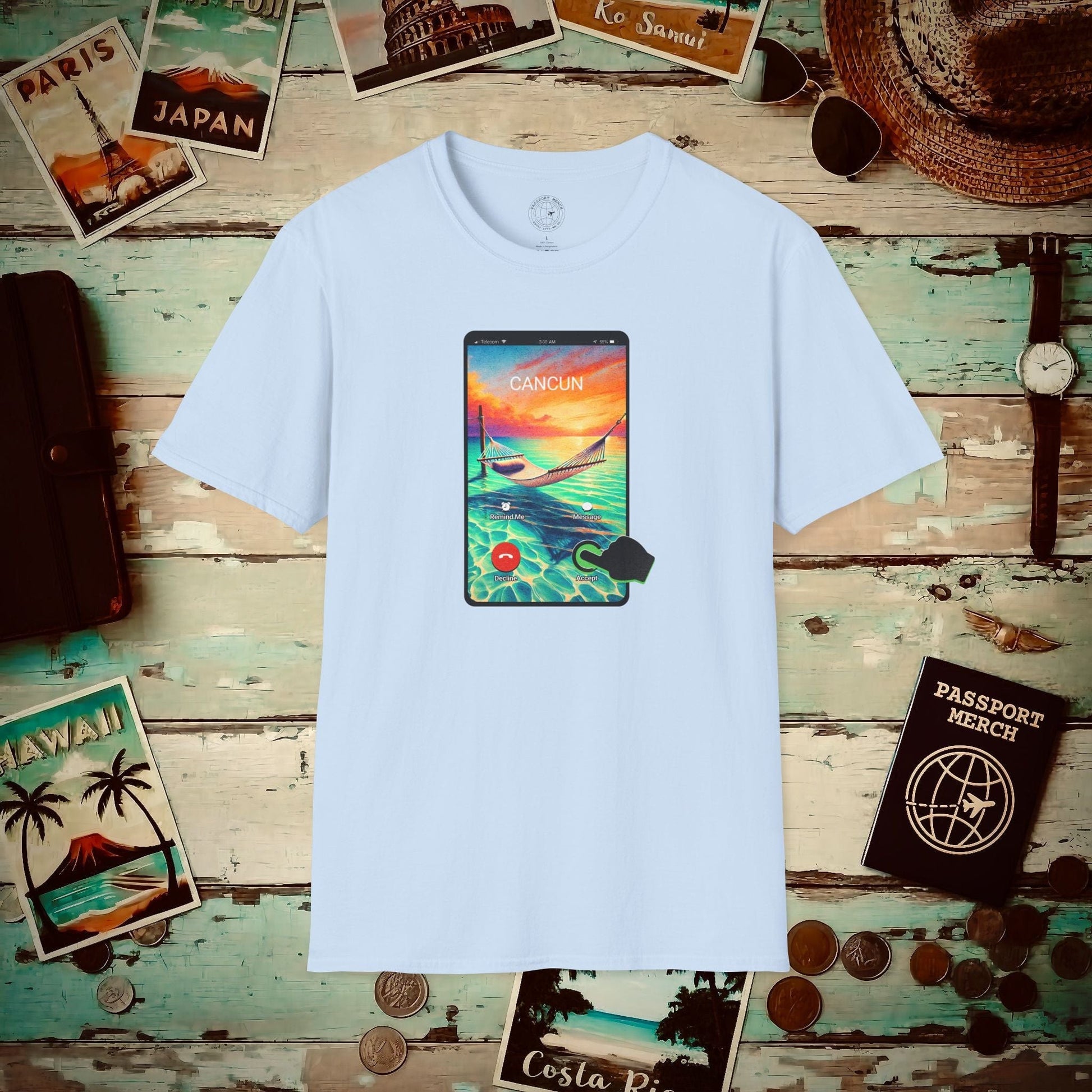 Cancun is calling. Accept. Mexico T-Shirt Light Blue / S