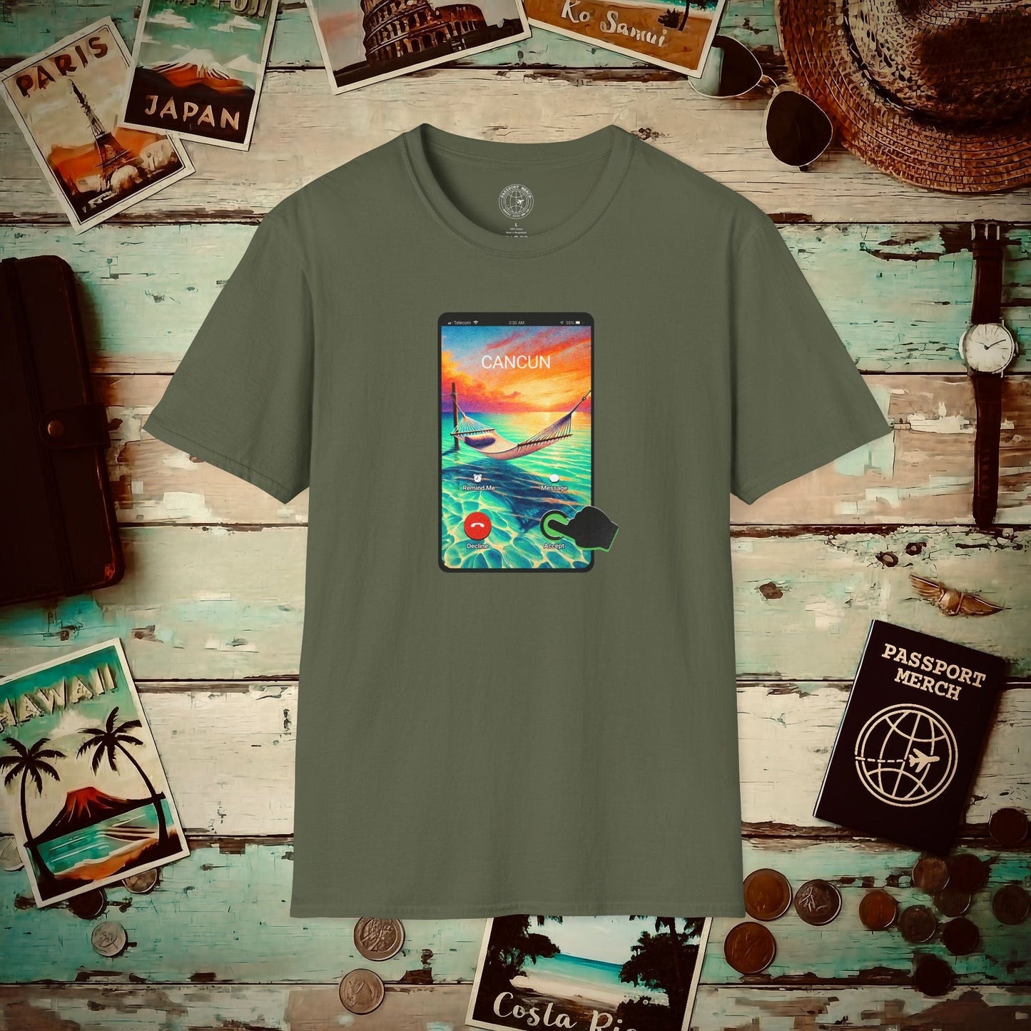 Cancun is calling. Accept. Mexico T-Shirt Military Green / S