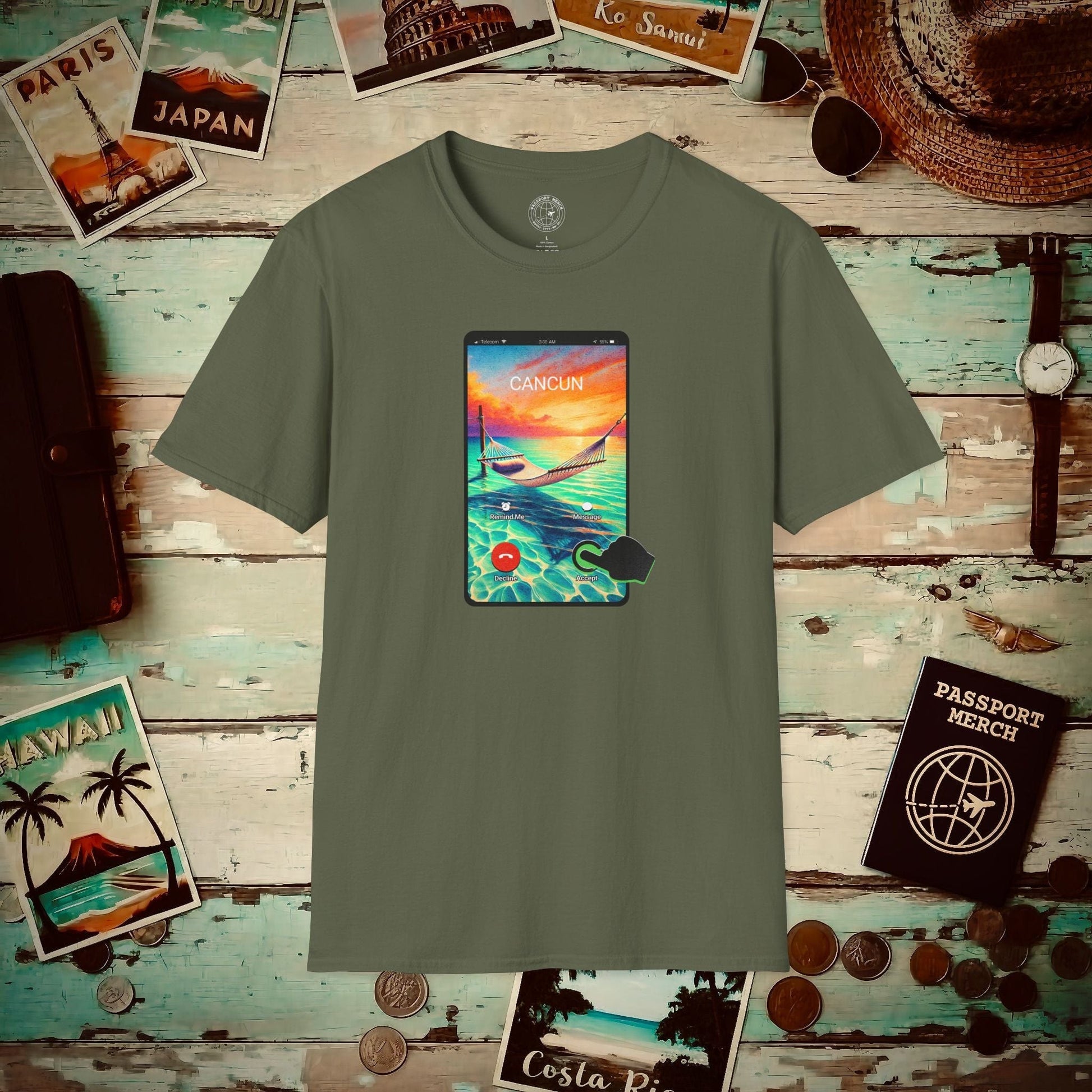 Cancun is calling. Accept. Mexico T-Shirt Military Green / S
