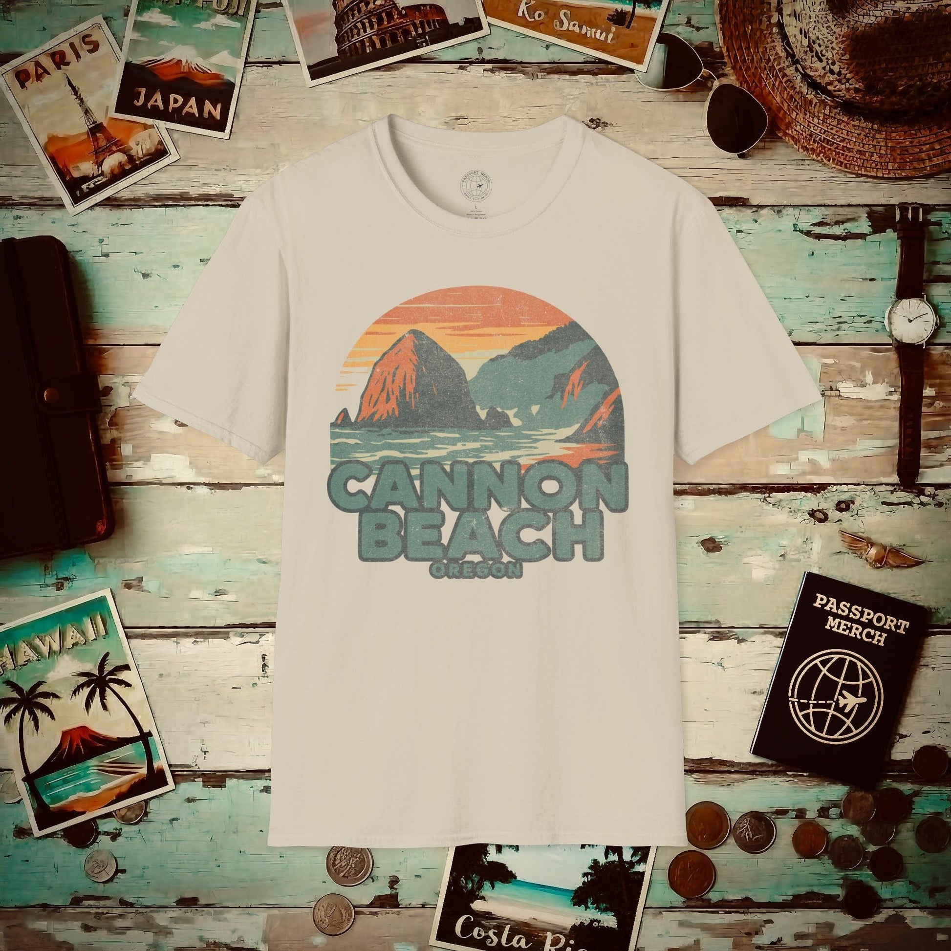 Cannon Beach, Oregon - 80's Vintage T-Shirt Sand / S