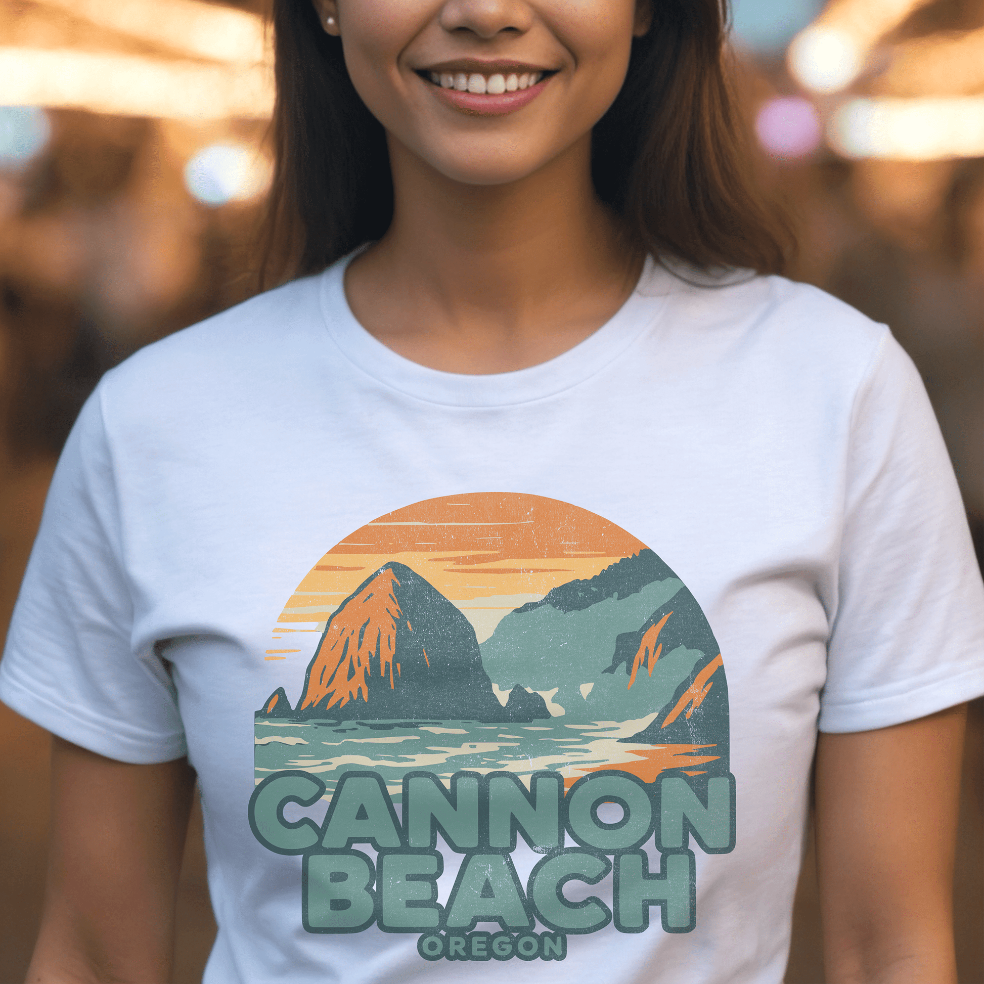 Cannon Beach, Oregon - 80's Vintage T-Shirt White / S