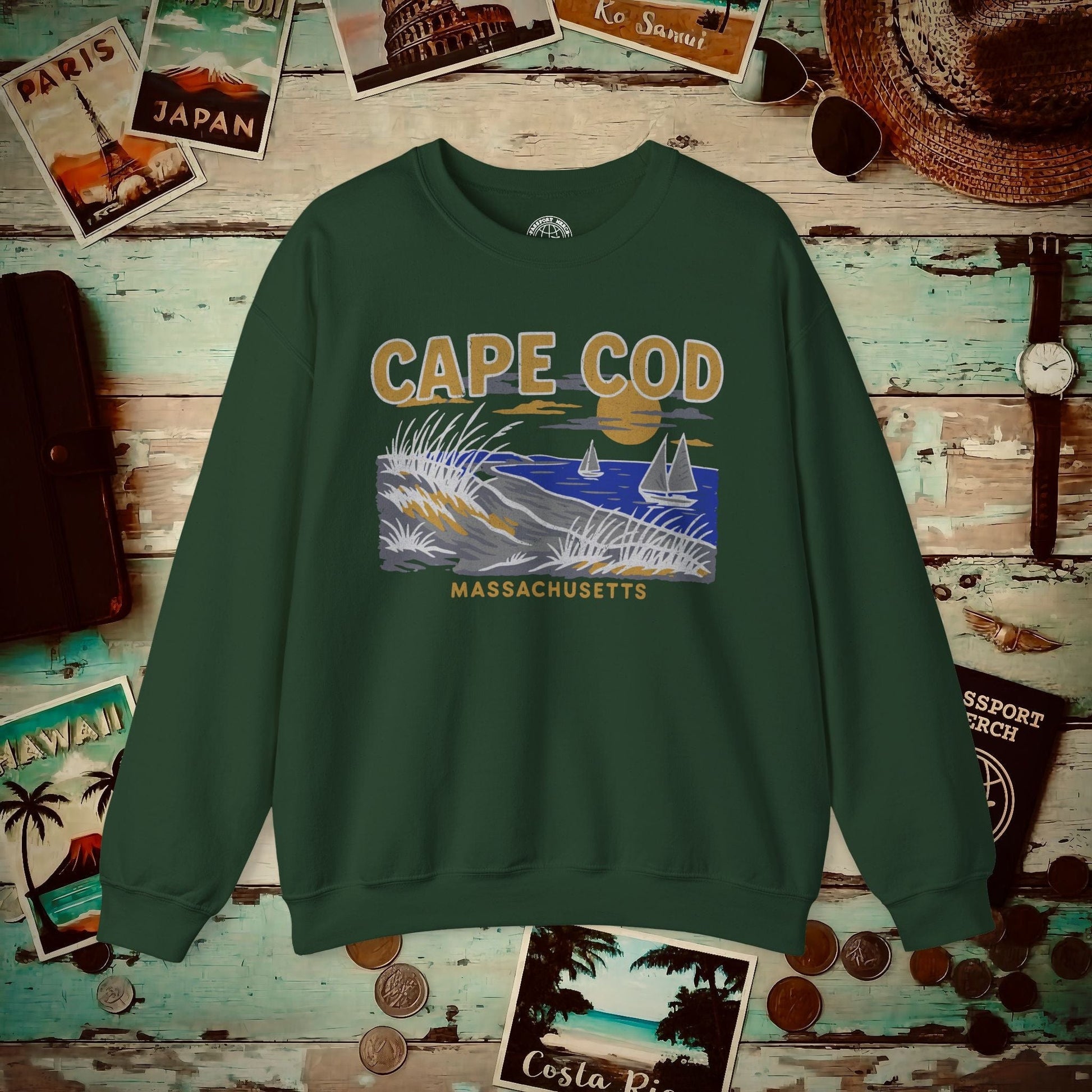 Cape Cod, Massachusetts - 80's Vintage Crewneck Forest Green / S