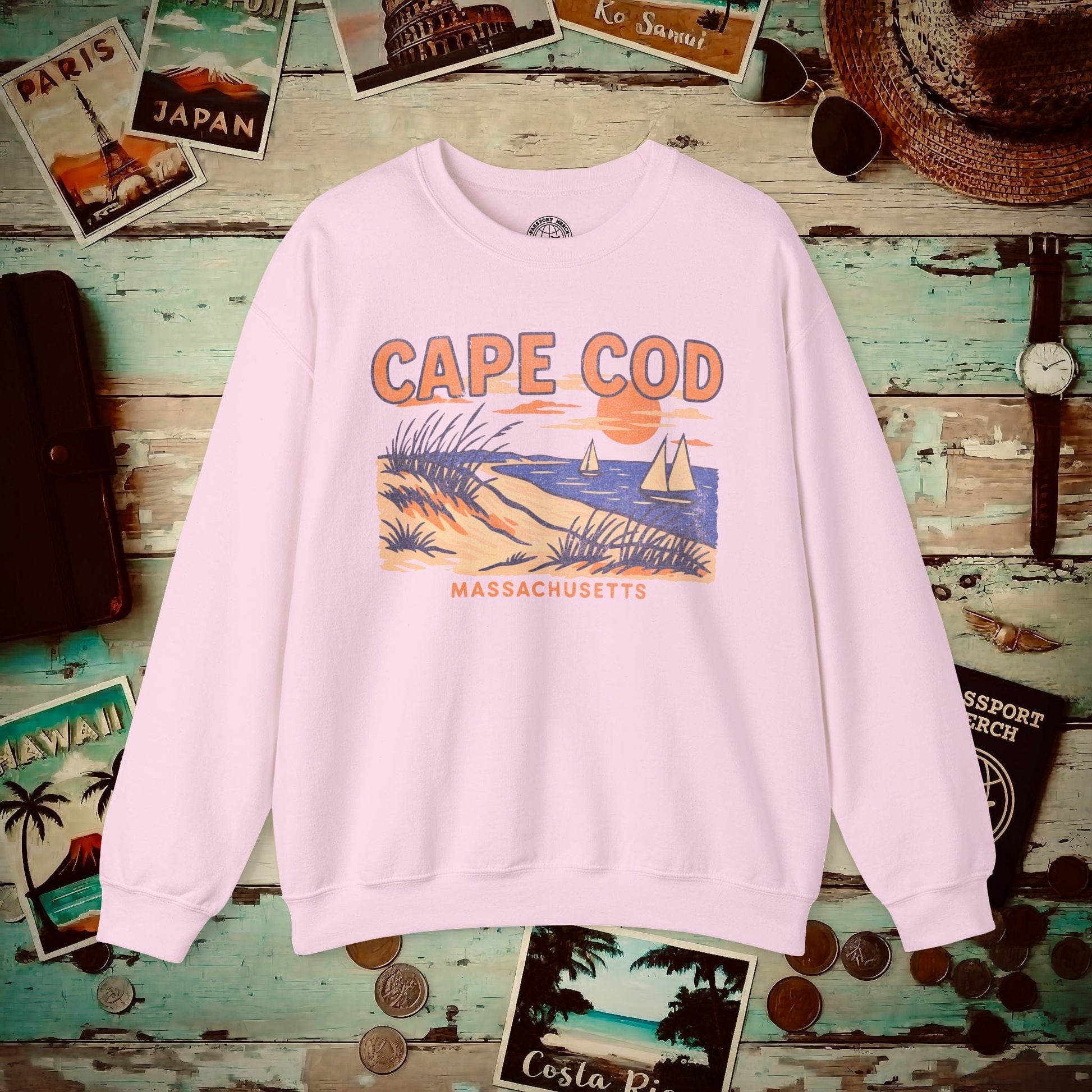 Cape Cod, Massachusetts - 80's Vintage Crewneck Light Pink / S