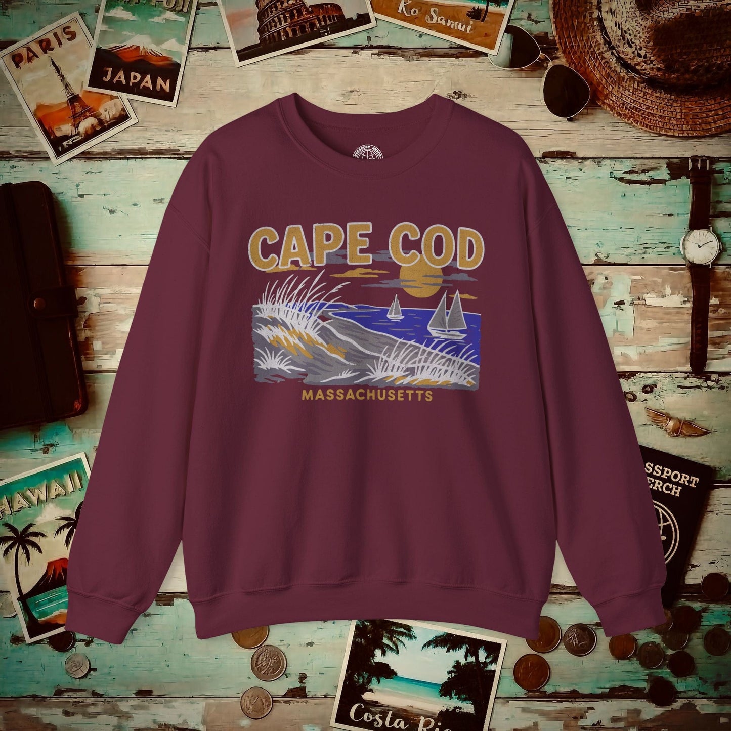 Cape Cod, Massachusetts - 80's Vintage Crewneck Maroon / S