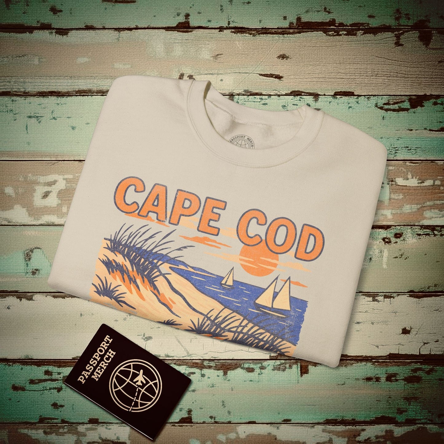 Cape Cod, Massachusetts - 80's Vintage Crewneck Sand / S