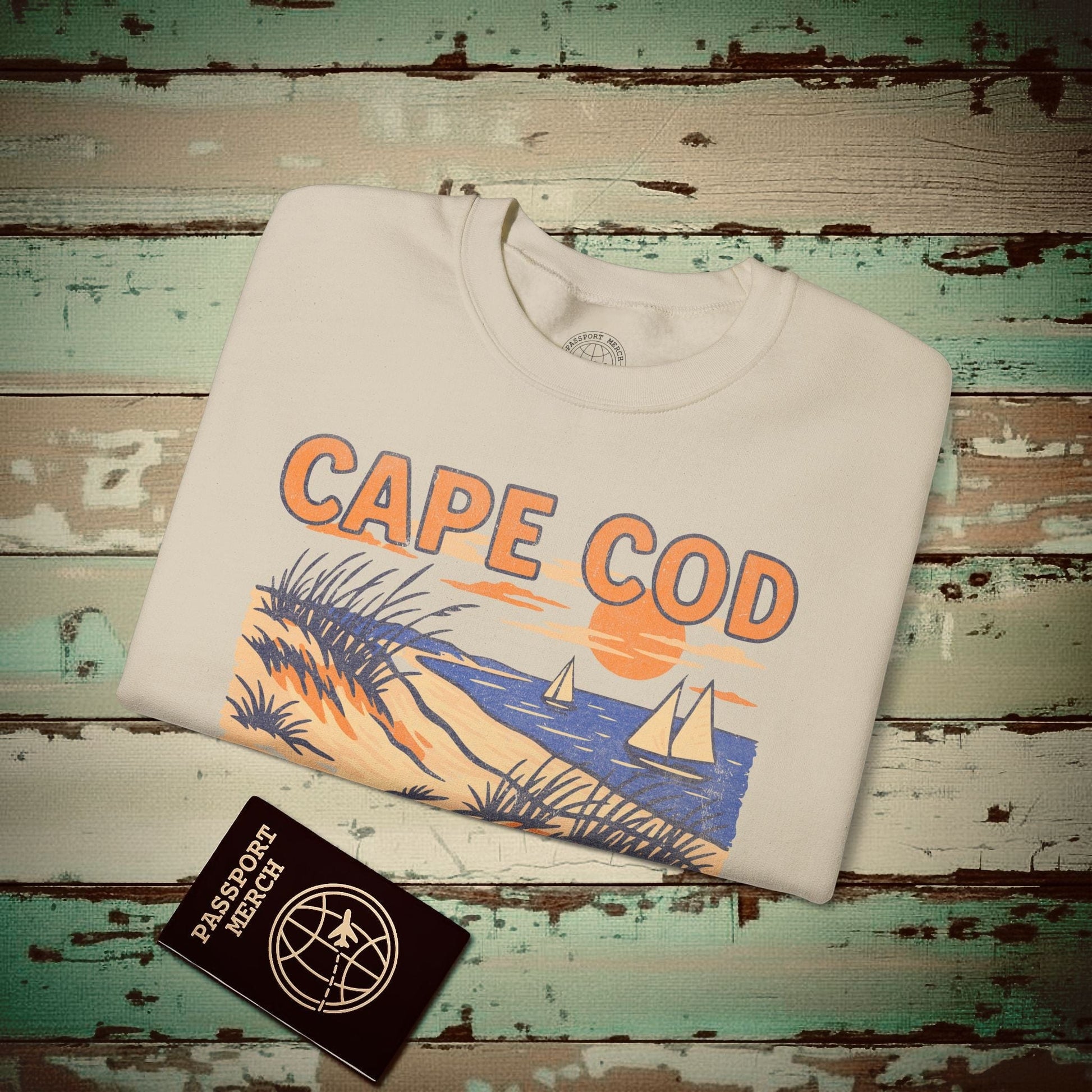 Cape Cod, Massachusetts - 80's Vintage Crewneck Sand / S