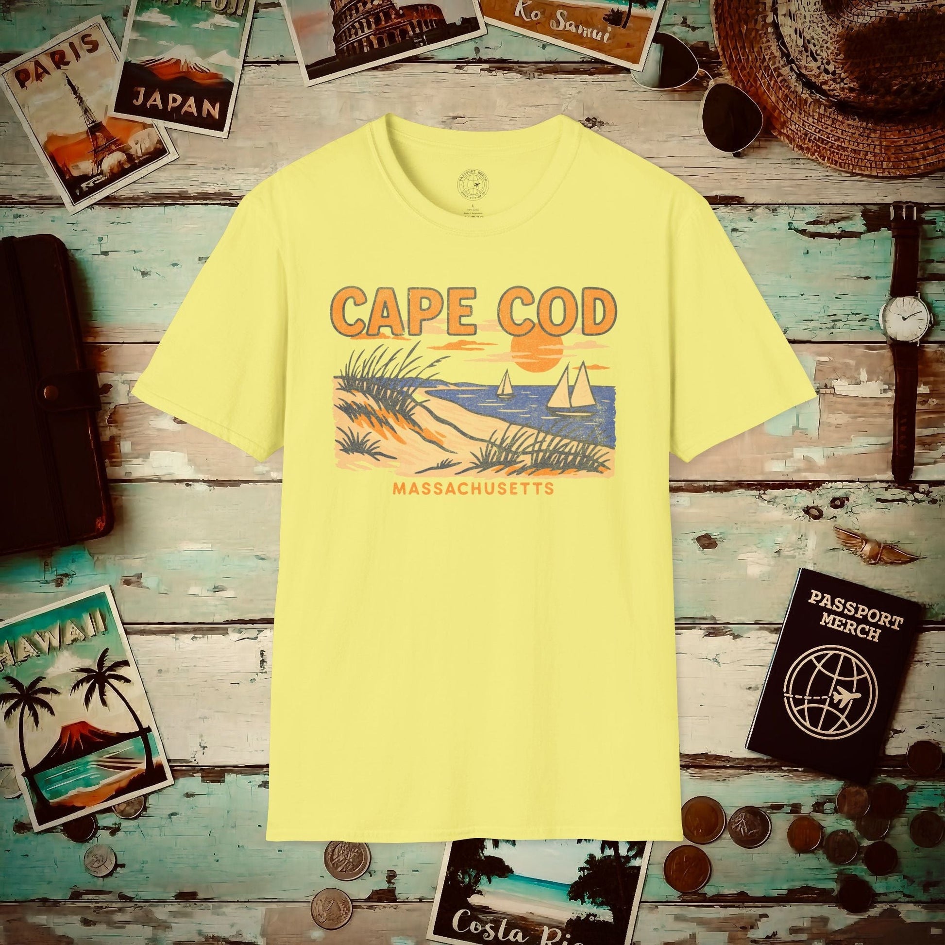 Cape Cod, Massachusetts - 80's Vintage T-Shirt Cornsilk / S