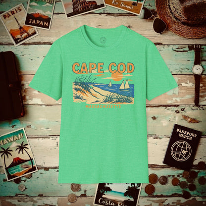 Cape Cod, Massachusetts - 80's Vintage T-Shirt Heather Irish Green / S