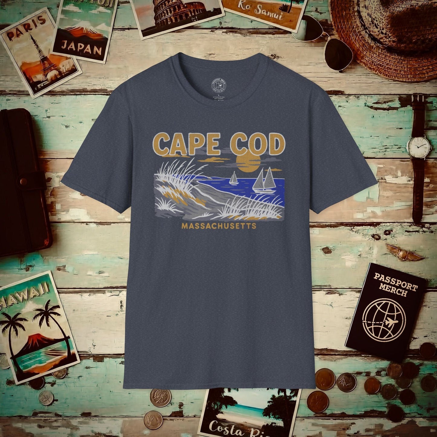 Cape Cod, Massachusetts - 80's Vintage T-Shirt Heather Navy / S