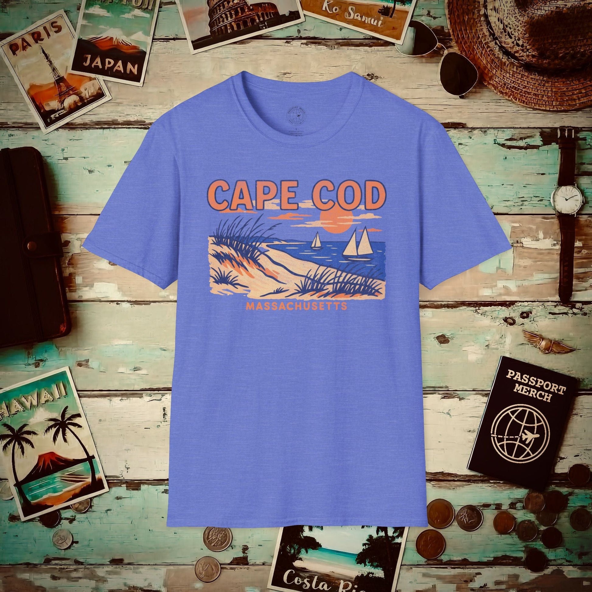 Cape Cod, Massachusetts - 80's Vintage T-Shirt Heather Royal / S