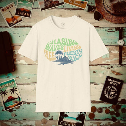 Chasing Waves Living Free Puerto Rico T-Shirt Natural / S