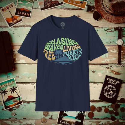 Chasing Waves Living Free Puerto Rico T-Shirt Navy / S