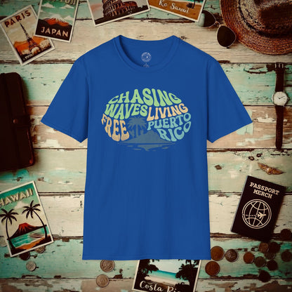 Chasing Waves Living Free Puerto Rico T-Shirt Royal / S