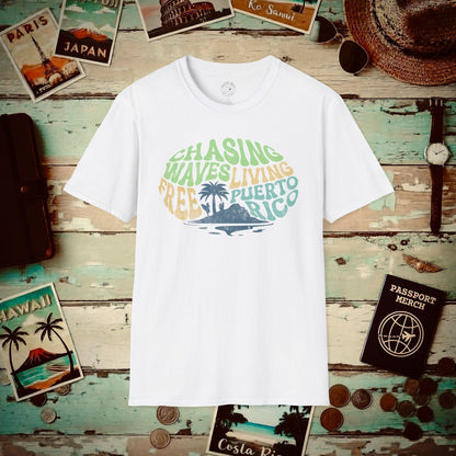 Chasing Waves Living Free Puerto Rico T-Shirt White / S