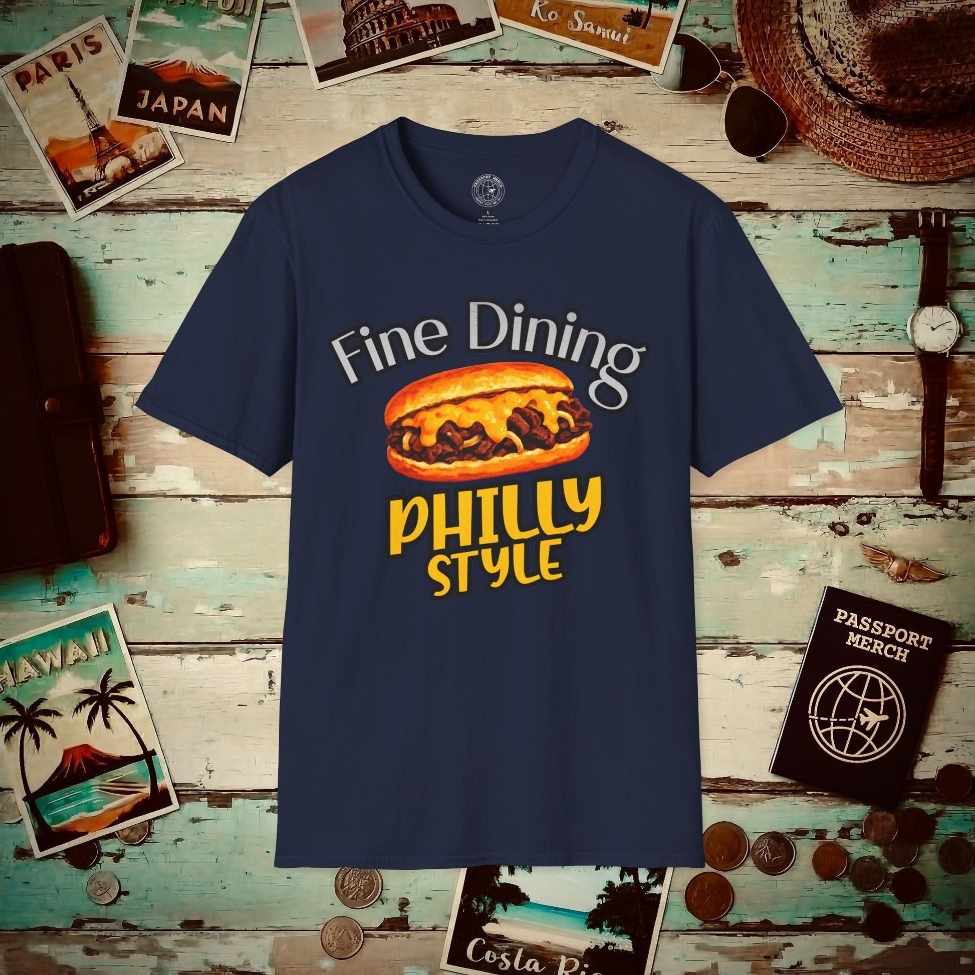 Cheesesteak Fine Dining Philly Style, Pennsylvania T-Shirt Navy / S