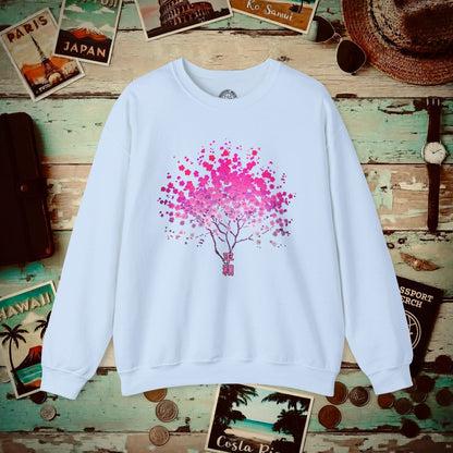 Cherry Blossoms Growing from Peace Japan Crewneck Light Blue / S