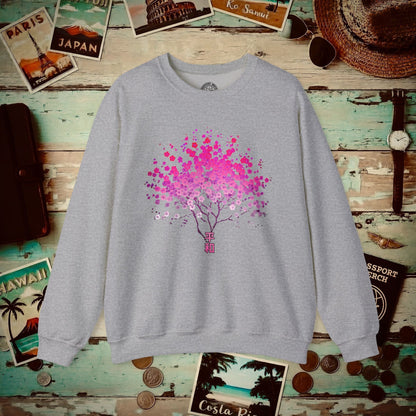 Cherry Blossoms Growing from Peace Japan Crewneck Sport Grey / S