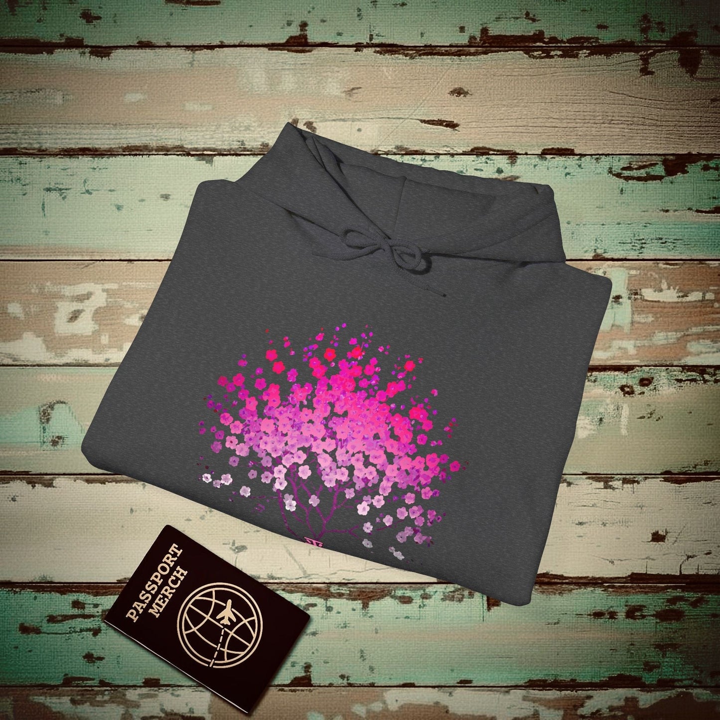 Cherry Blossoms Growing from Peace Japan Hoodie Dark Heather / S