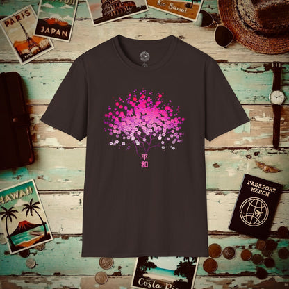 Cherry Blossoms Growing from Peace Japan T-Shirt Dark Chocolate / S