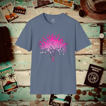 Cherry Blossoms Growing from Peace Japan T-Shirt Heather Indigo / S