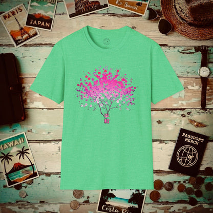 Cherry Blossoms Growing from Peace Japan T-Shirt Heather Irish Green / S