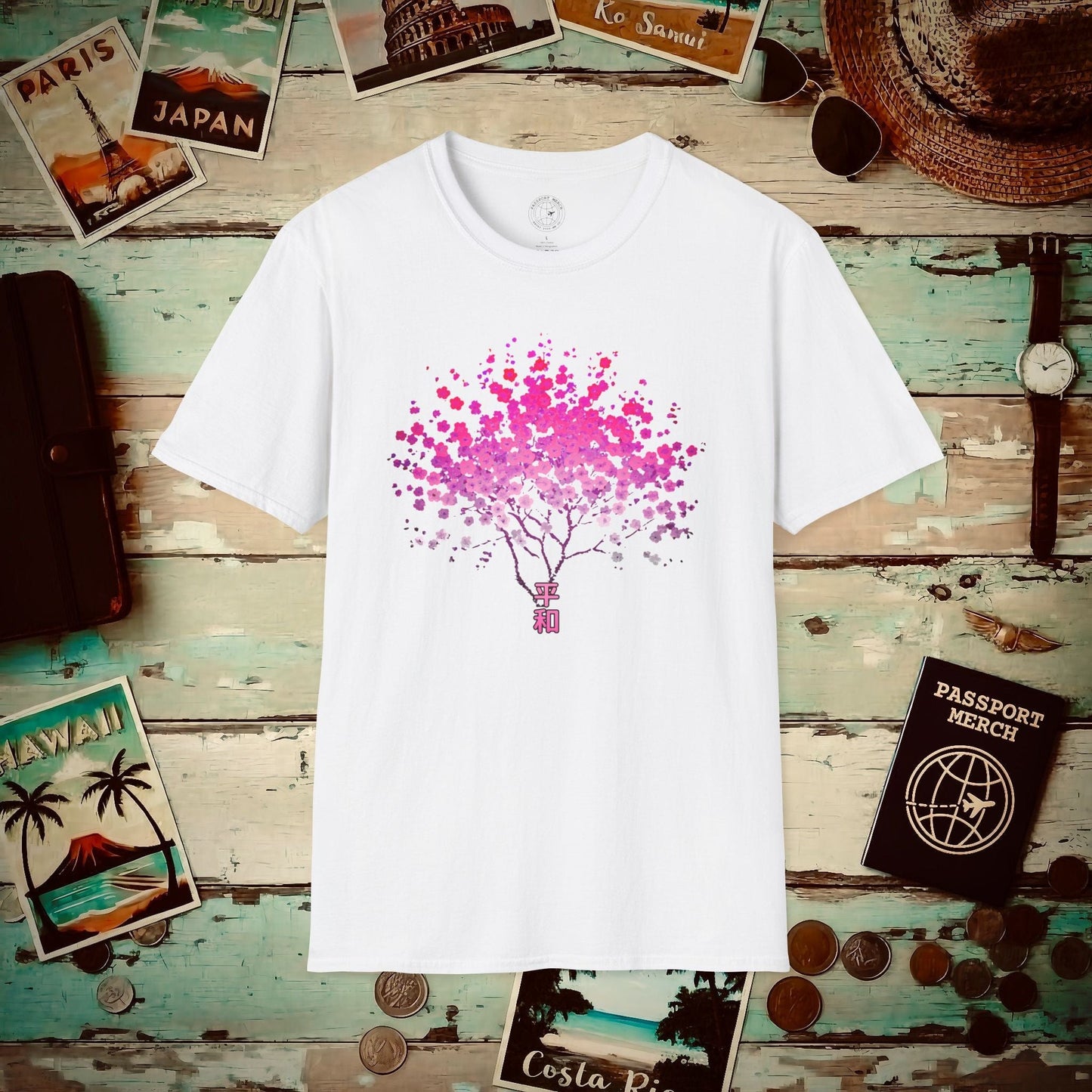 Cherry Blossoms Growing from Peace Japan T-Shirt White / S