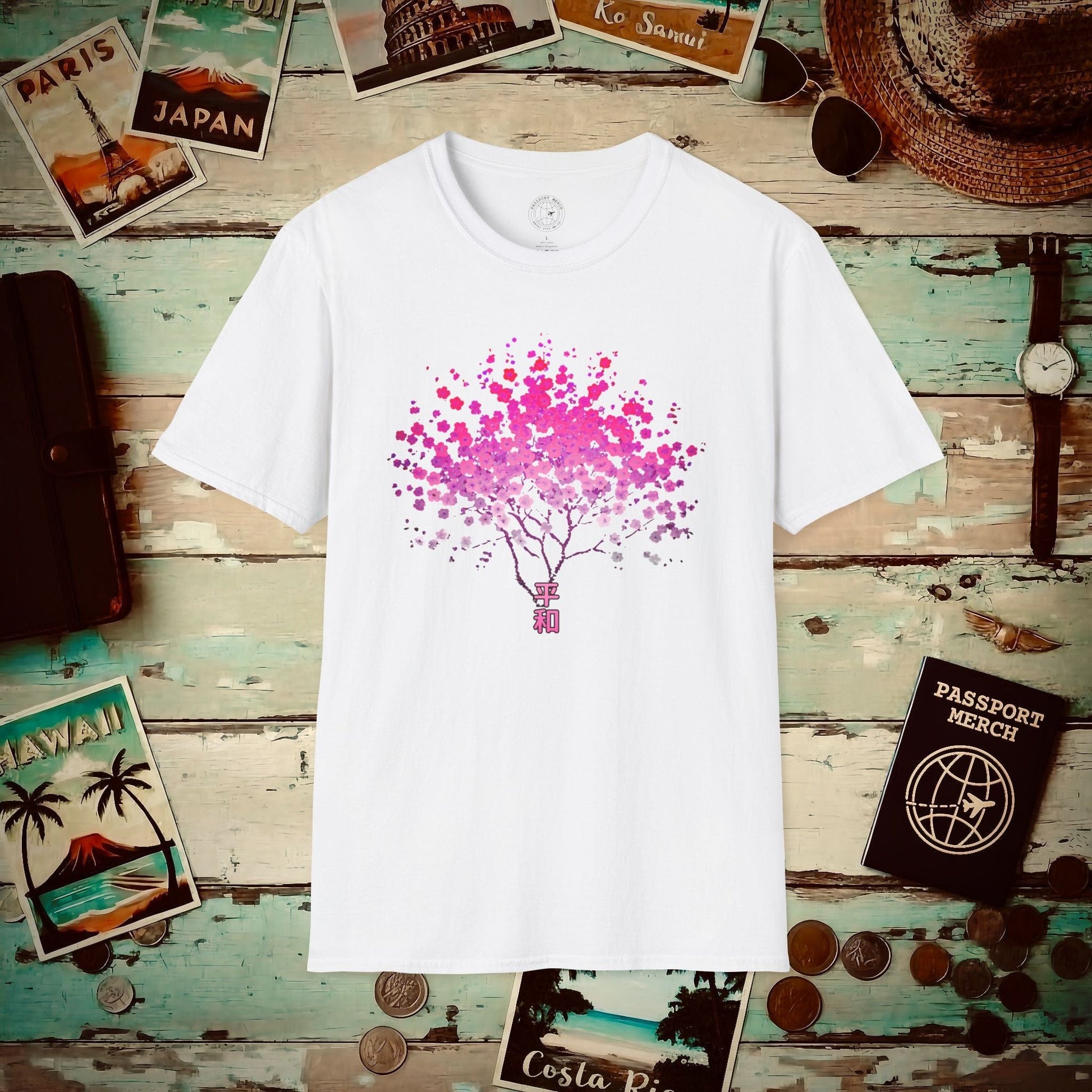 Cherry Blossoms Growing from Peace Japan T-Shirt White / S
