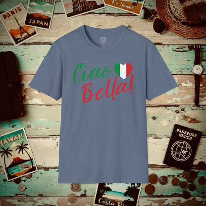 Ciao Bella Heart Italy T-Shirt Heather Indigo / S