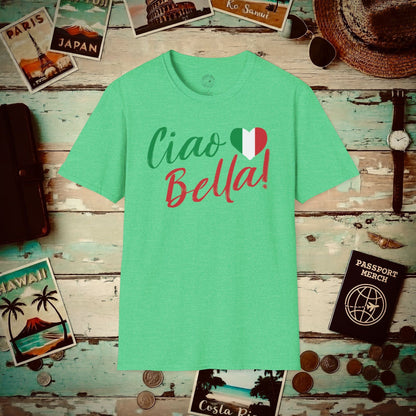 Ciao Bella Heart Italy T-Shirt Heather Irish Green / S