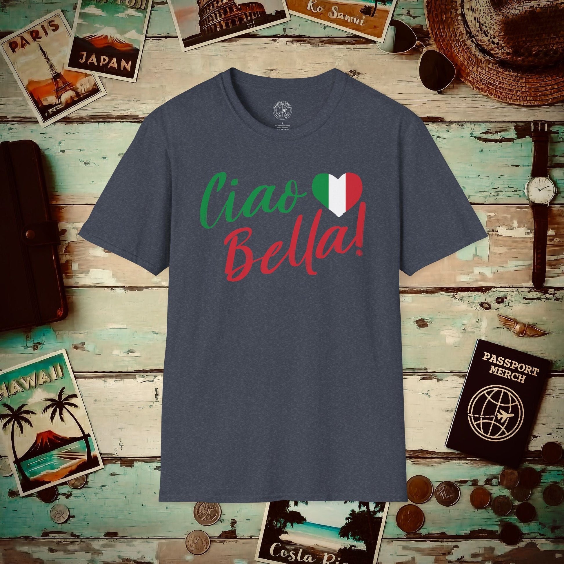 Ciao Bella Heart Italy T-Shirt Heather Navy / S