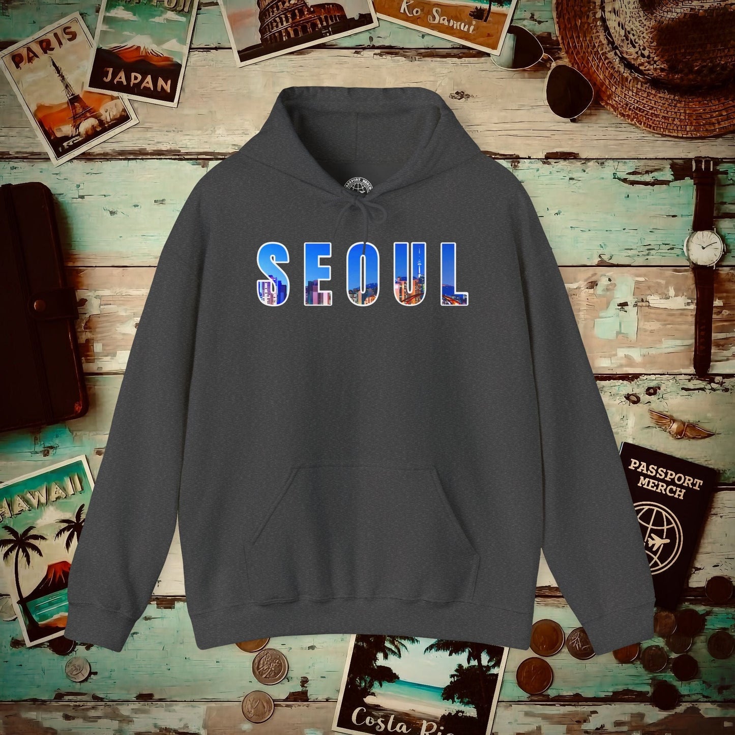 City Window Seoul Korea Hoodie Dark Heather / S