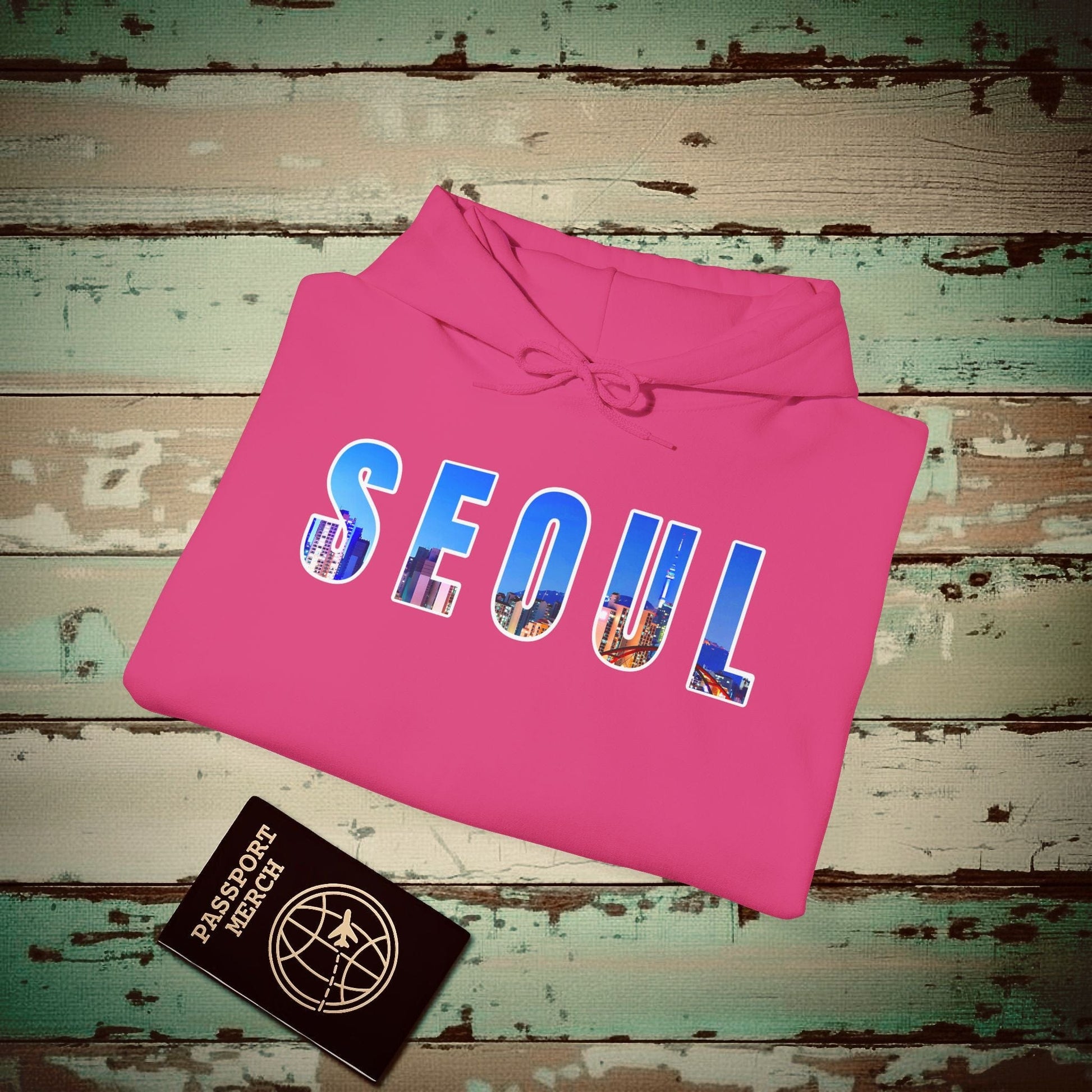 City Window Seoul Korea Hoodie Heliconia / S