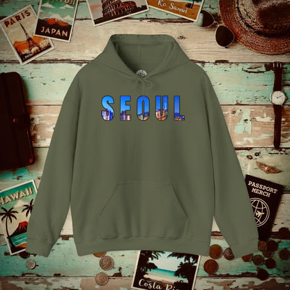 City Window Seoul Korea Hoodie Military Green / S