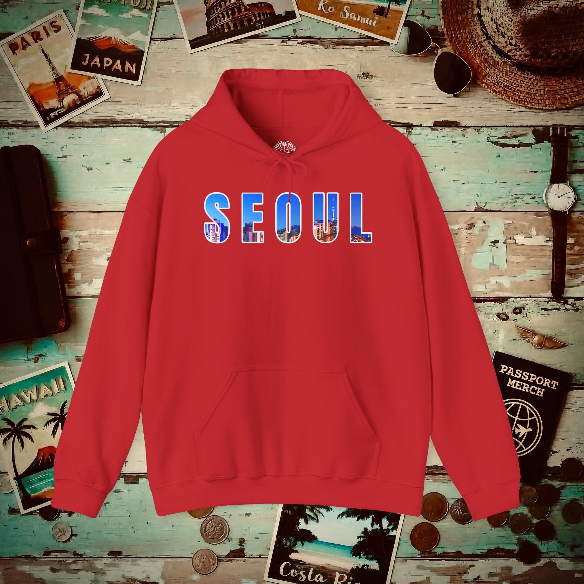 City Window Seoul Korea Hoodie Red / S