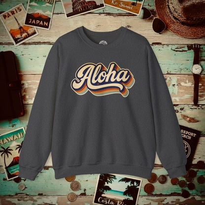 Classic 70s, Aloha, Hawaii Crewneck Dark Heather / S