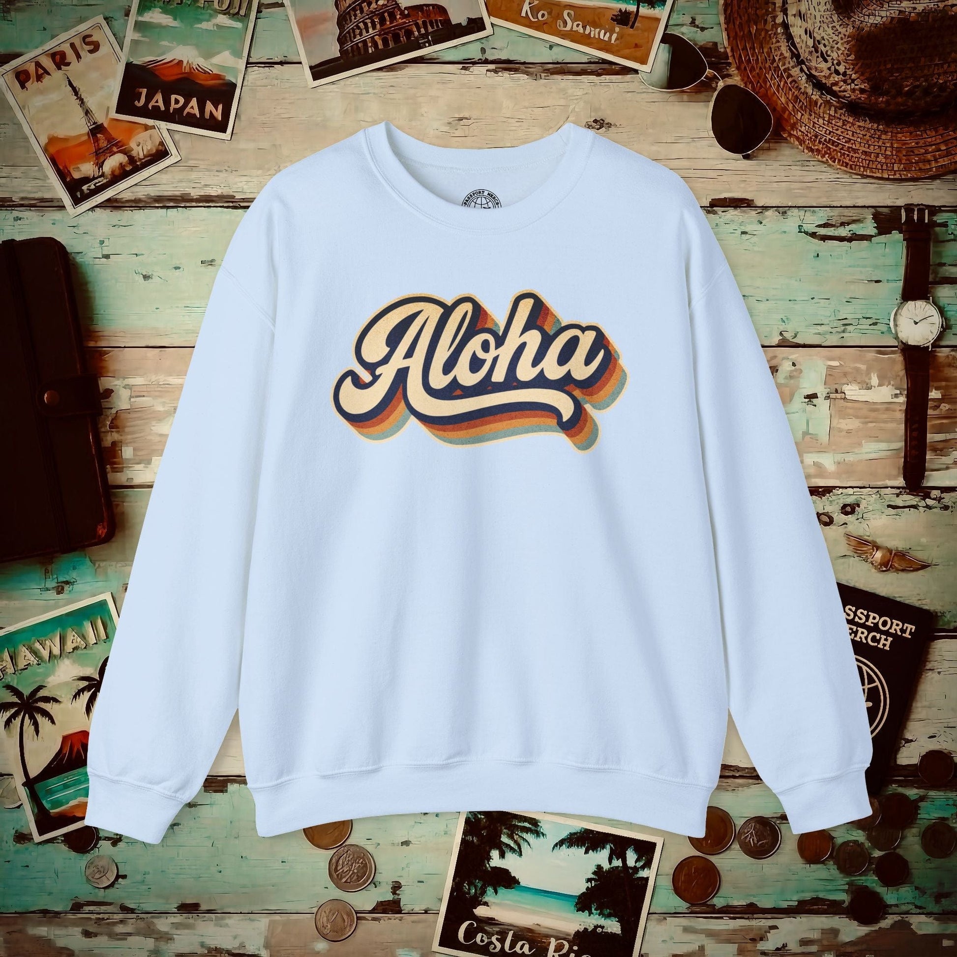 Classic 70s, Aloha, Hawaii Crewneck Light Blue / S