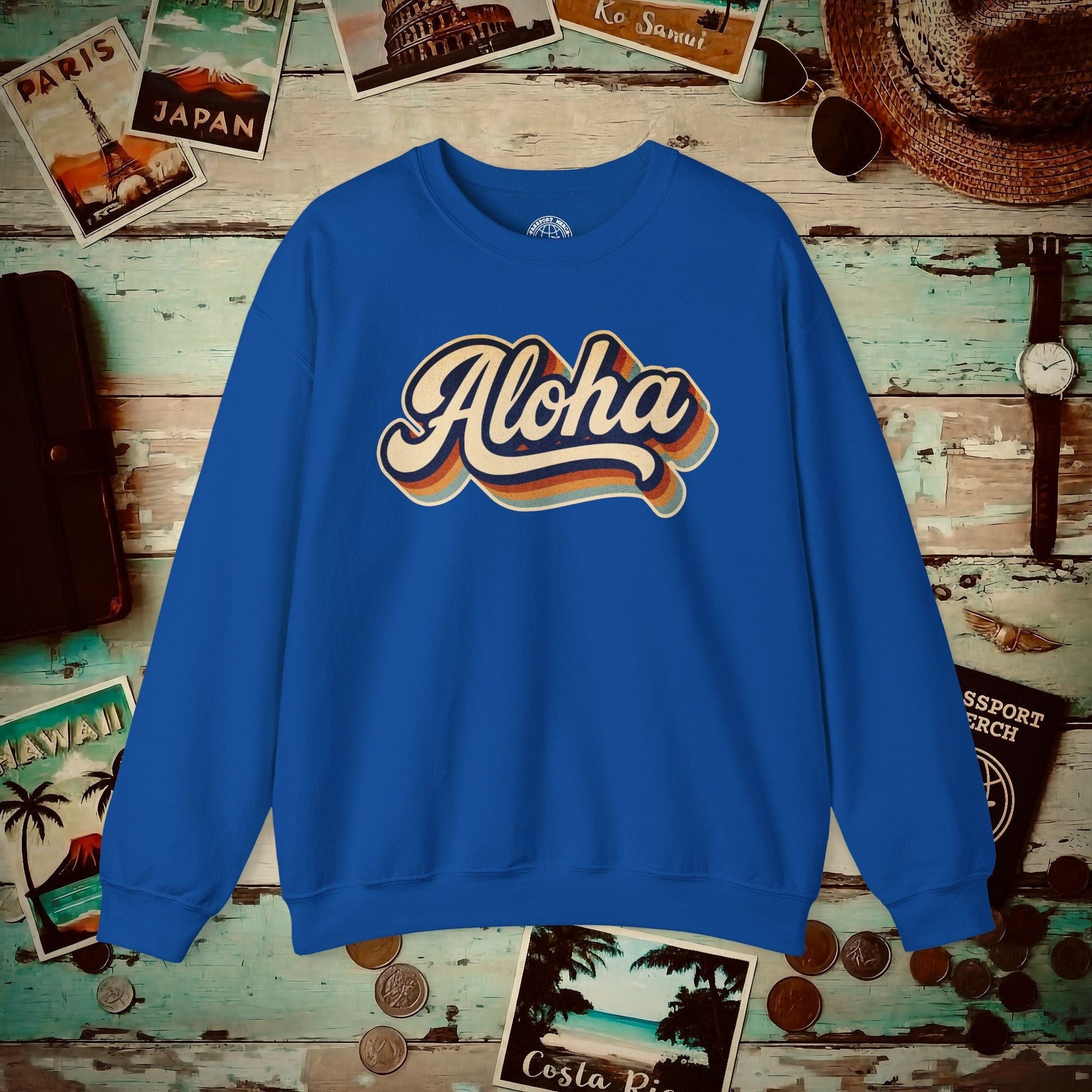 Classic 70s, Aloha, Hawaii Crewneck Royal / S