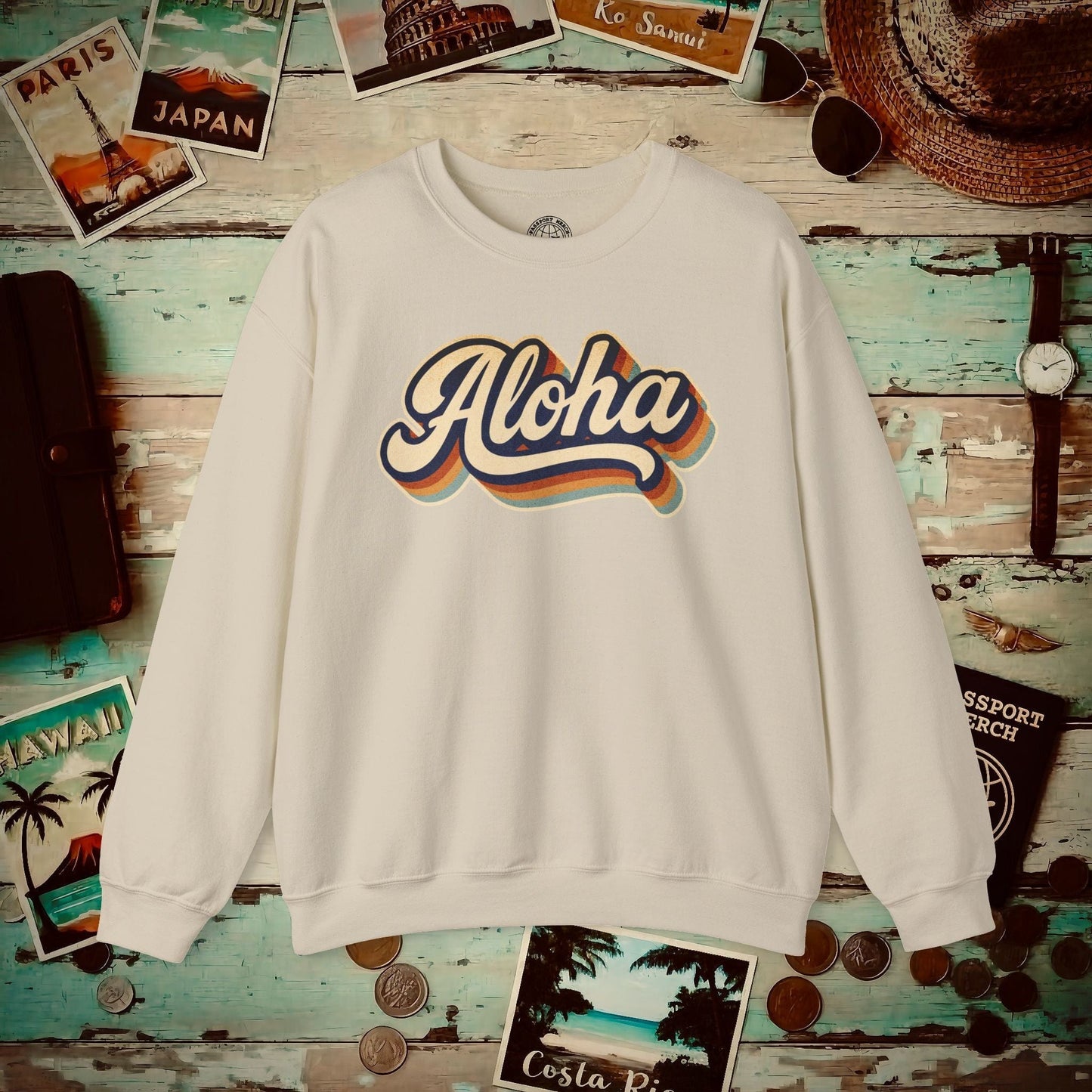 Classic 70s, Aloha, Hawaii Crewneck Sand / S