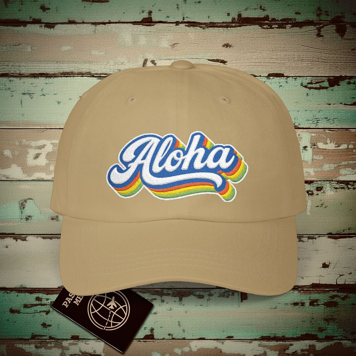 Classic 70s, Aloha, Hawaii Embroidered Hat Khaki / One size