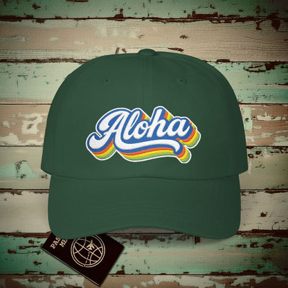 Classic 70s, Aloha, Hawaii Embroidered Hat Spruce / One size