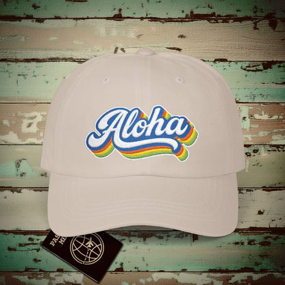 Classic 70s, Aloha, Hawaii Embroidered Hat Stone / One size