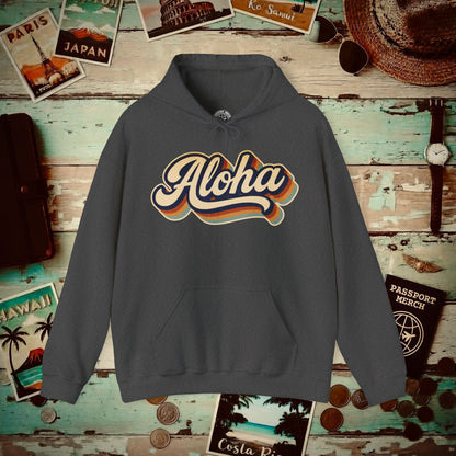 Classic 70s, Aloha, Hawaii Hoodie Dark Heather / S