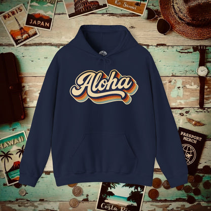Classic 70s, Aloha, Hawaii Hoodie Navy / S