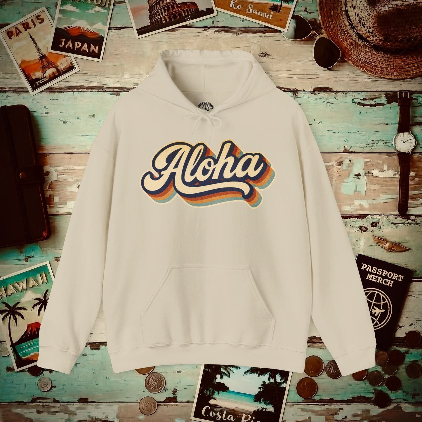 Classic 70s, Aloha, Hawaii Hoodie Sand / S