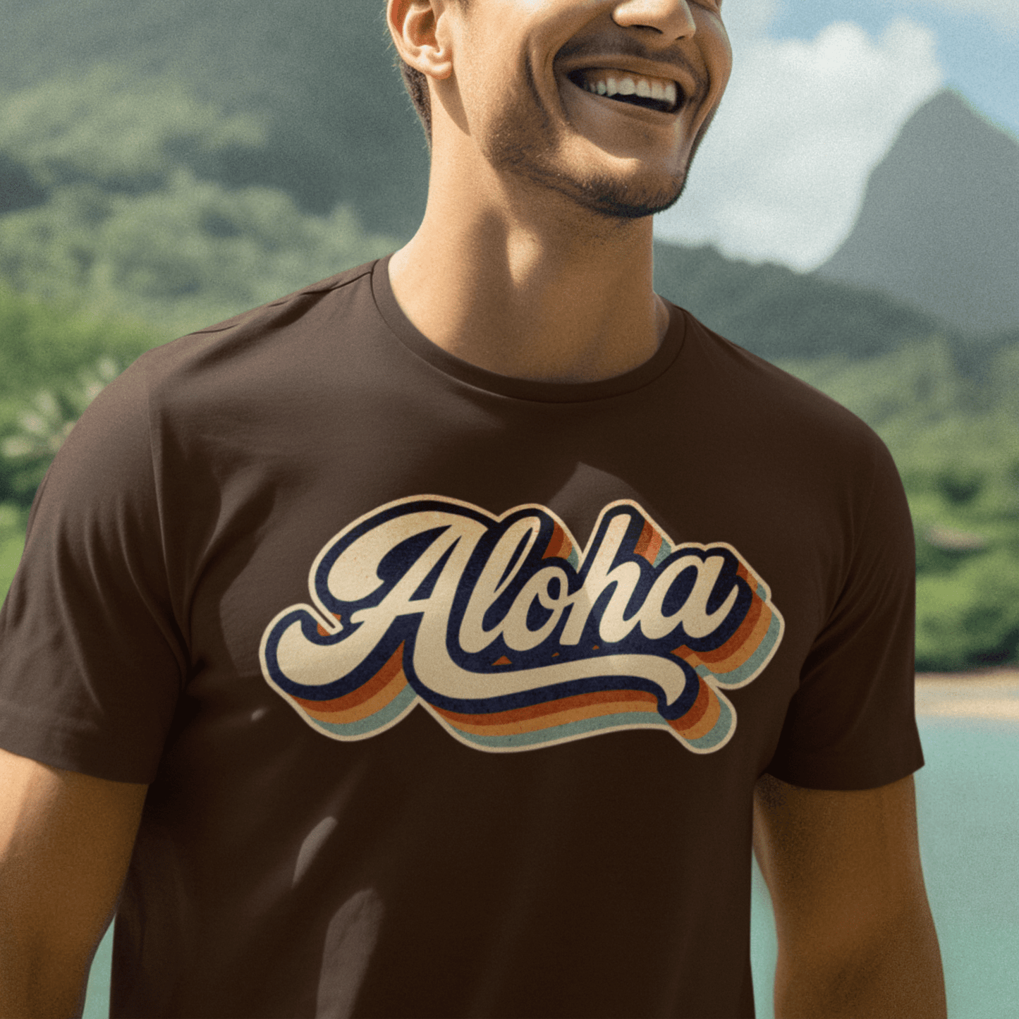 Classic 70s, Aloha, Hawaii T-Shirt Dark Chocolate / S