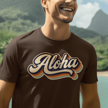 Classic 70s, Aloha, Hawaii T-Shirt Dark Chocolate / S