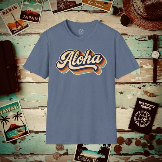 Classic 70s, Aloha, Hawaii T-Shirt Heather Indigo / S