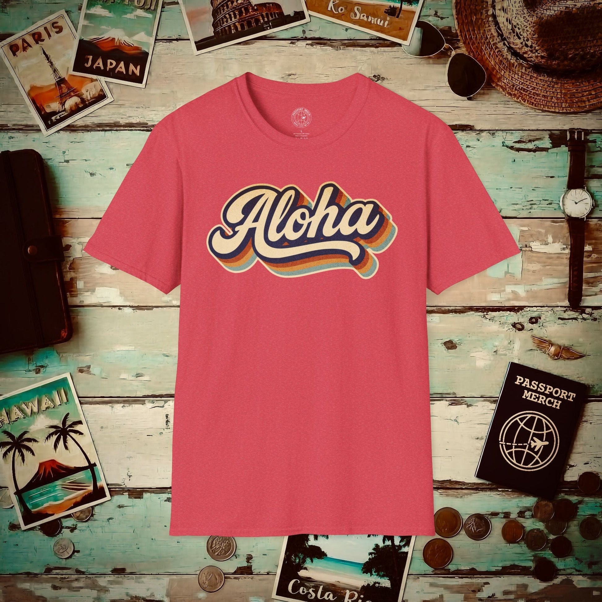 Classic 70s, Aloha, Hawaii T-Shirt Heather Red / S